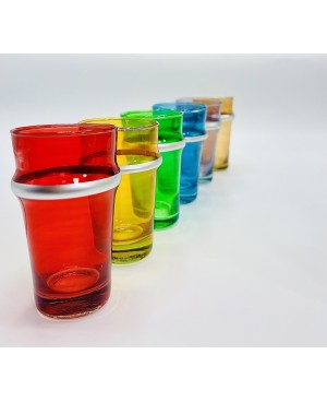 Set de 6 Verres Traditionnel Multi couleurs  Argenté