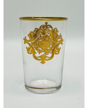 6 Verres à Thé Marocains en Verre Avec Motif Doré