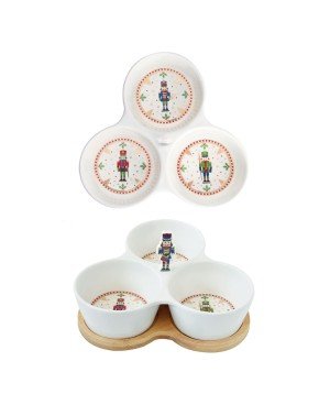  COFFRET APPERITIF 3 COUPELLES PLAT BAMBOU NUTCRACKER