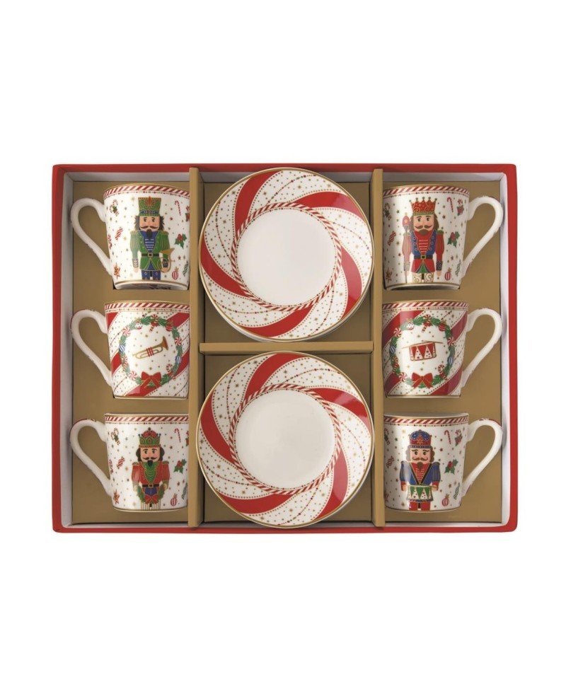 COFFRET 6 TASSES A CAFE EN PORCELAINE NUTCRACKER TWIST