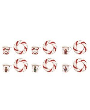 COFFRET 6 TASSES A CAFE EN PORCELAINE NUTCRACKER TWIST