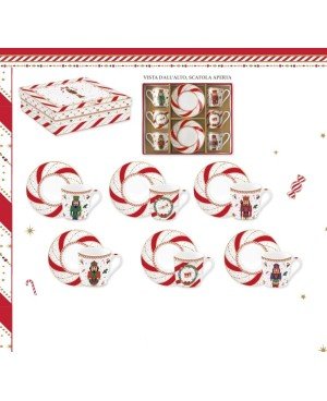 COFFRET 6 TASSES A CAFE EN PORCELAINE NUTCRACKER TWIST
