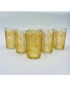 Set de 6 Verres à Thé Motif Feuille Dorée