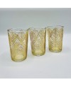 Set de 6 Verres à Thé Motif Feuille Dorée