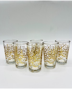 Set de 6 Verres de Thé Calligraphie Doré