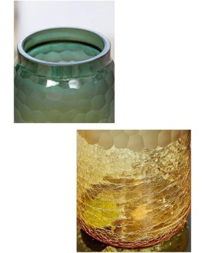 Vase en Verre Vert-Orange 12x12.5x31cm GM - Prix Objets Déco Maison