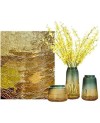 Vase en Verre Vert-Orange 12x12.5x31cm GM - Prix Objets Déco Maison