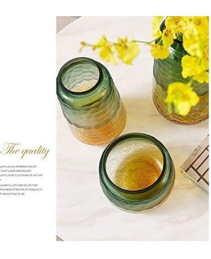Vase en Verre Vert-Orange 12x12.5x31cm GM - Prix Objets Déco Maison