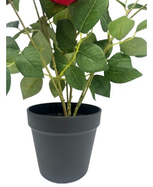 Rose Rouge Artificielle 50cm en Pot - Décoration Maison Prix