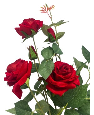 Rose Rouge Artificielle 50cm en Pot - Décoration Maison Prix
