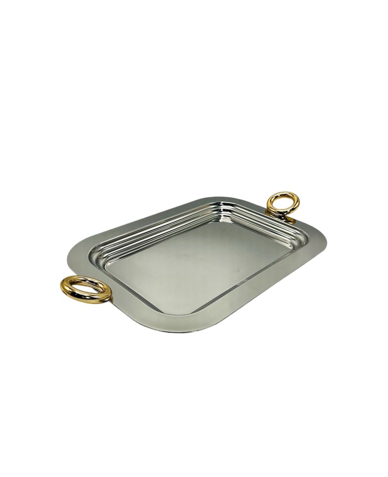Plateau Rectangulaire en Inox & Gold PM