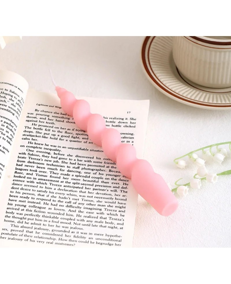 Bougie Torsadée Rose 2Pcs