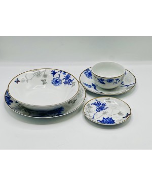  Service de Table Garden Bleu 25pcs - Prix et Art marocain