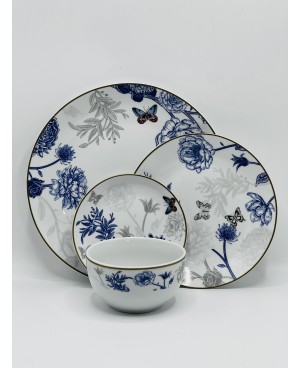 Service de Table Garden Bleu 25pcs - Prix et Art marocain