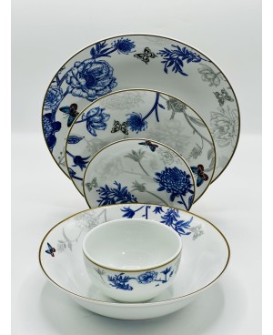 Service de Table Garden Bleu 25pcs - Prix et Art marocain