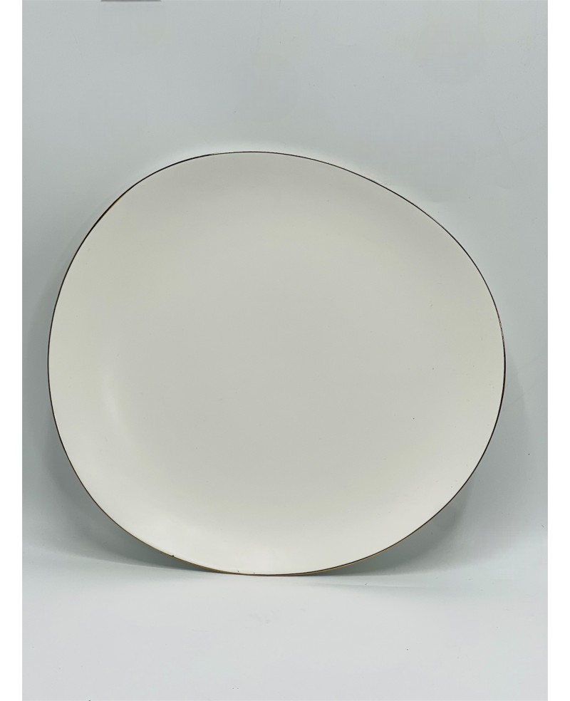 Assiette Galet Blanc Doré 25cm - Art de Table Maroc - Prix