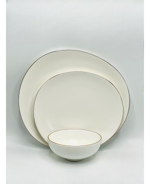 Assiette Galet Blanc Doré 25cm - Art de Table Maroc - Prix