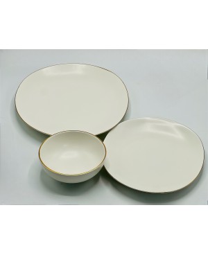 Assiette Galet Blanc Doré 25cm - Art de Table Maroc - Prix