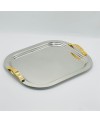 Plateau Rectangulaire en Inox GM - Manche Dorée