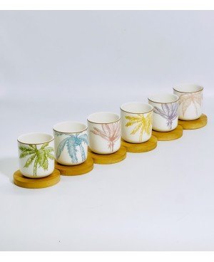 set de 6 tasses et sous tasses bambou - palm