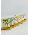 set de 6 tasses et sous tasses bambou - palm