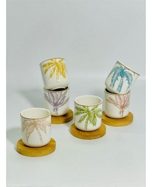 set de 6 tasses et sous tasses bambou - palm