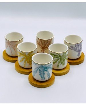 set de 6 tasses et sous tasses bambou - palm