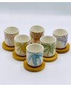 set de 6 tasses et sous tasses bambou - palm
