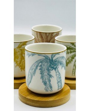 set de 6 tasses et sous tasses bambou - palm