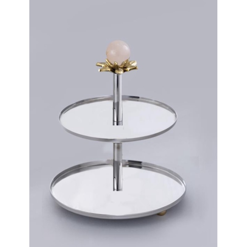 Serviteur 2 Etages GM Perles Roses