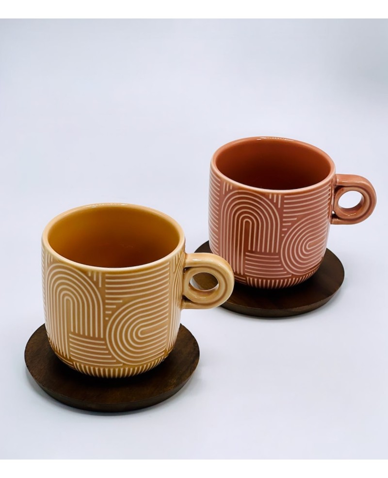 Coffret de 2 tasses avec Sous Tasses Acacia - LOOP