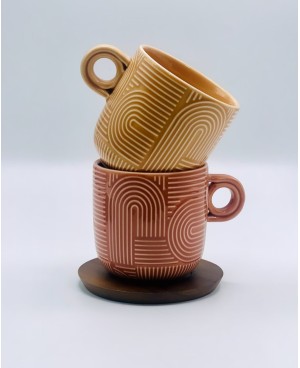 Coffret de 2 tasses avec Sous Tasses Acacia - LOOP