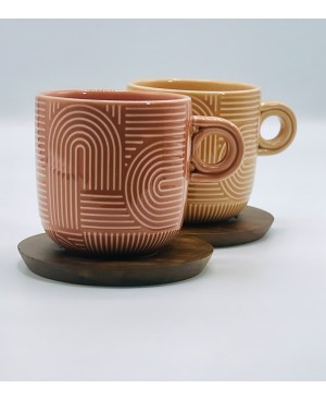 Coffret de 2 tasses avec Sous Tasses Acacia - LOOP