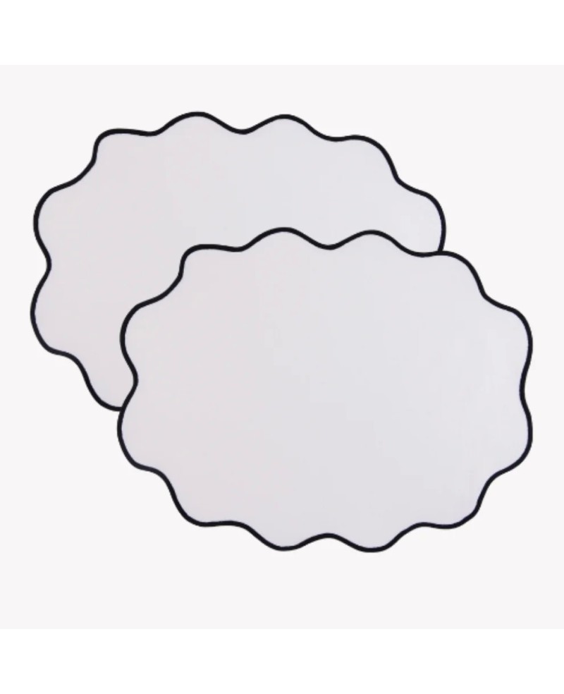 6 Set de Table en Toile Blanche Noir