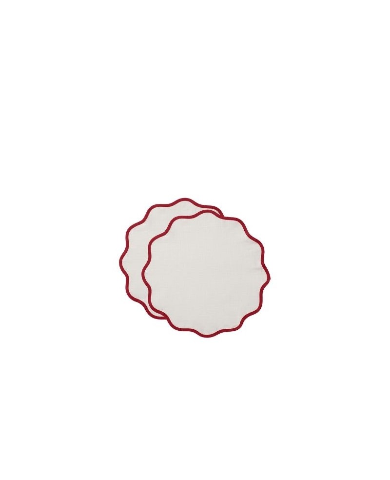 6 Set de Table En Toile Bordure Rouge