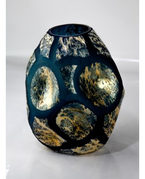 Vase en Verre Bleu MM