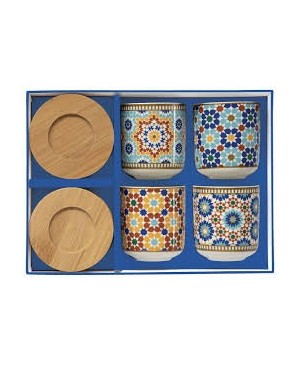 Coffret de 4 tasses sur Bambou - Marrakech