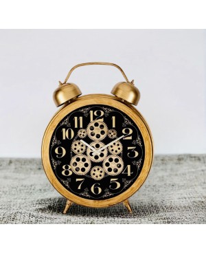  Horloge Mécanique Dorée Brossée - Antique