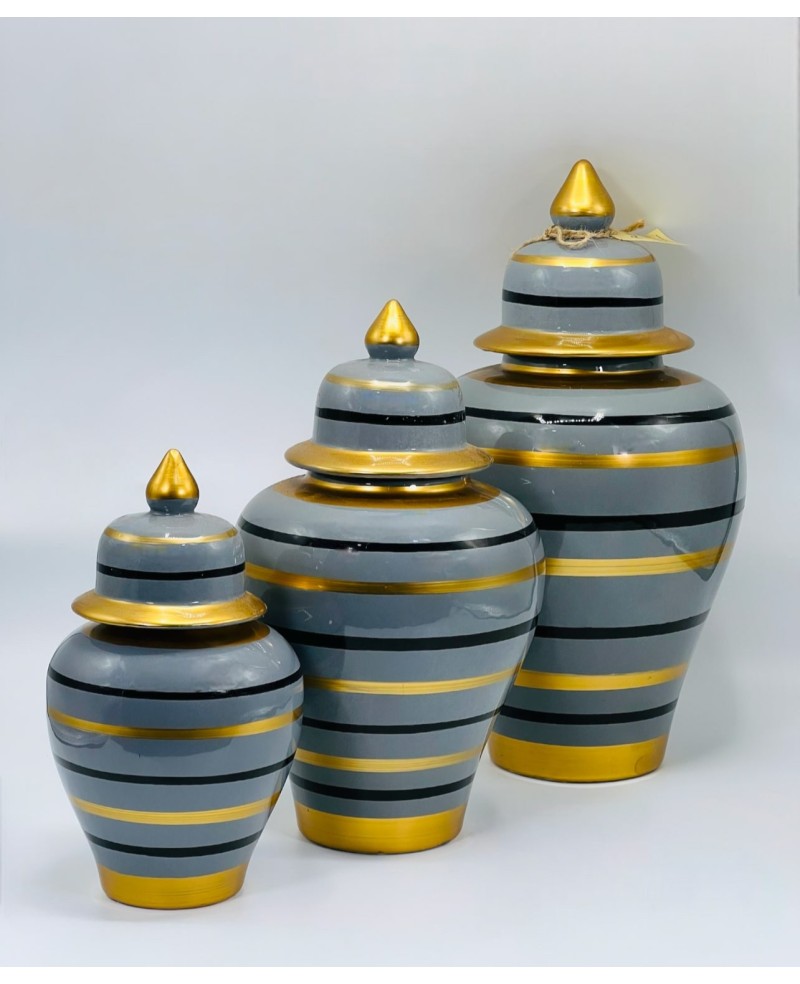 Vase 3 pièces Gris et doré