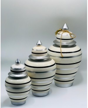  Vase 3 pièces Blanc et Argenté