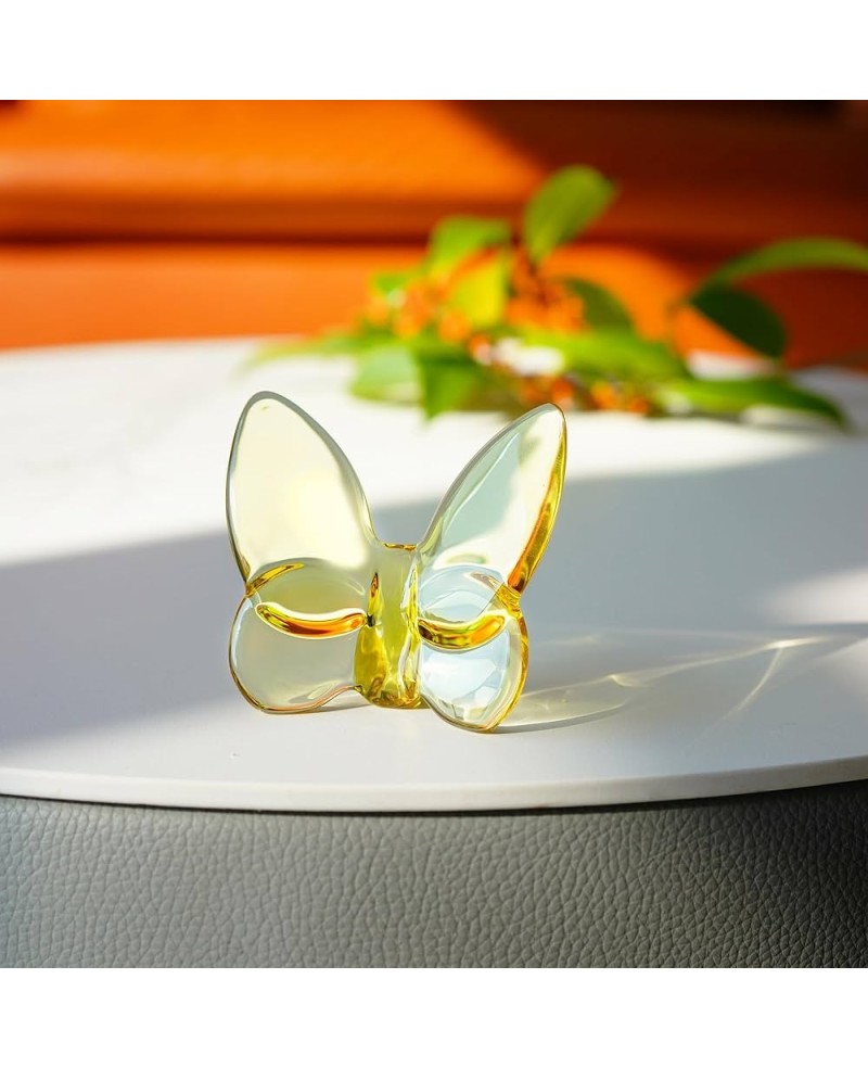 Papillon décoratif en verre jaune