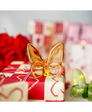 Papillon décoratif en verre jaune