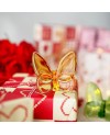 Papillon décoratif en verre jaune