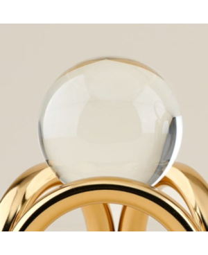 Décoration boule en Crystal sur pied dore PM
