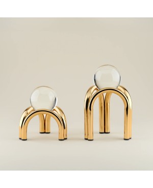  Décoration boule en Crystal sur pied dore GM