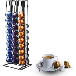 Porte Capsule de Café Noir en Métal 13.5x10.5x37cm