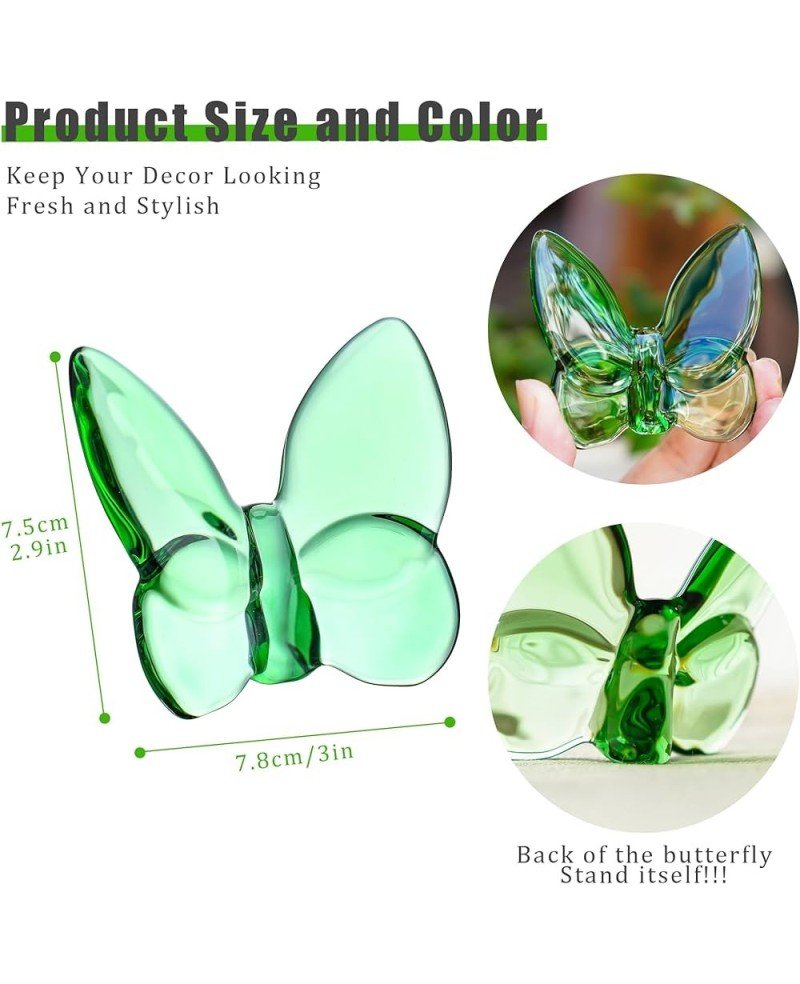 Figurine Papillon En Cristal Avec Base Verre - Décoration Bureau, Salon, Chambre - Environ 7x6,5 Cm