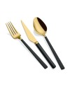 Set de 30pcs Couverts de Table Noir et Doré