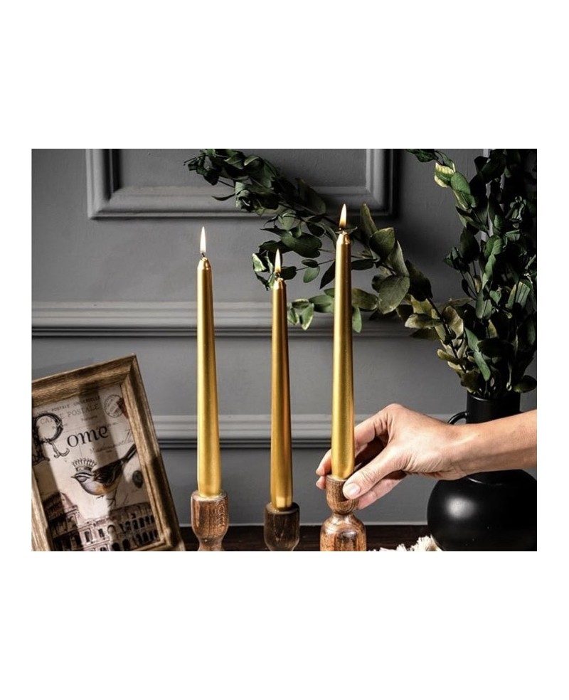Pack de 10 bougies Dorées - H25