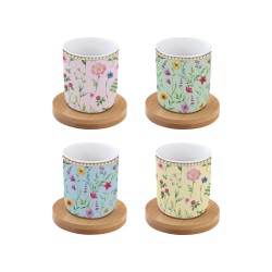  Coffret de 4 Tasses sur Bambou MEADOW FLOWER